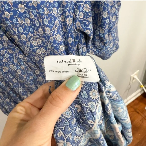 Natural Life Rebecca Midi Dress Blue Boho Cottagecore Style | Size M - Picture 7 of 7